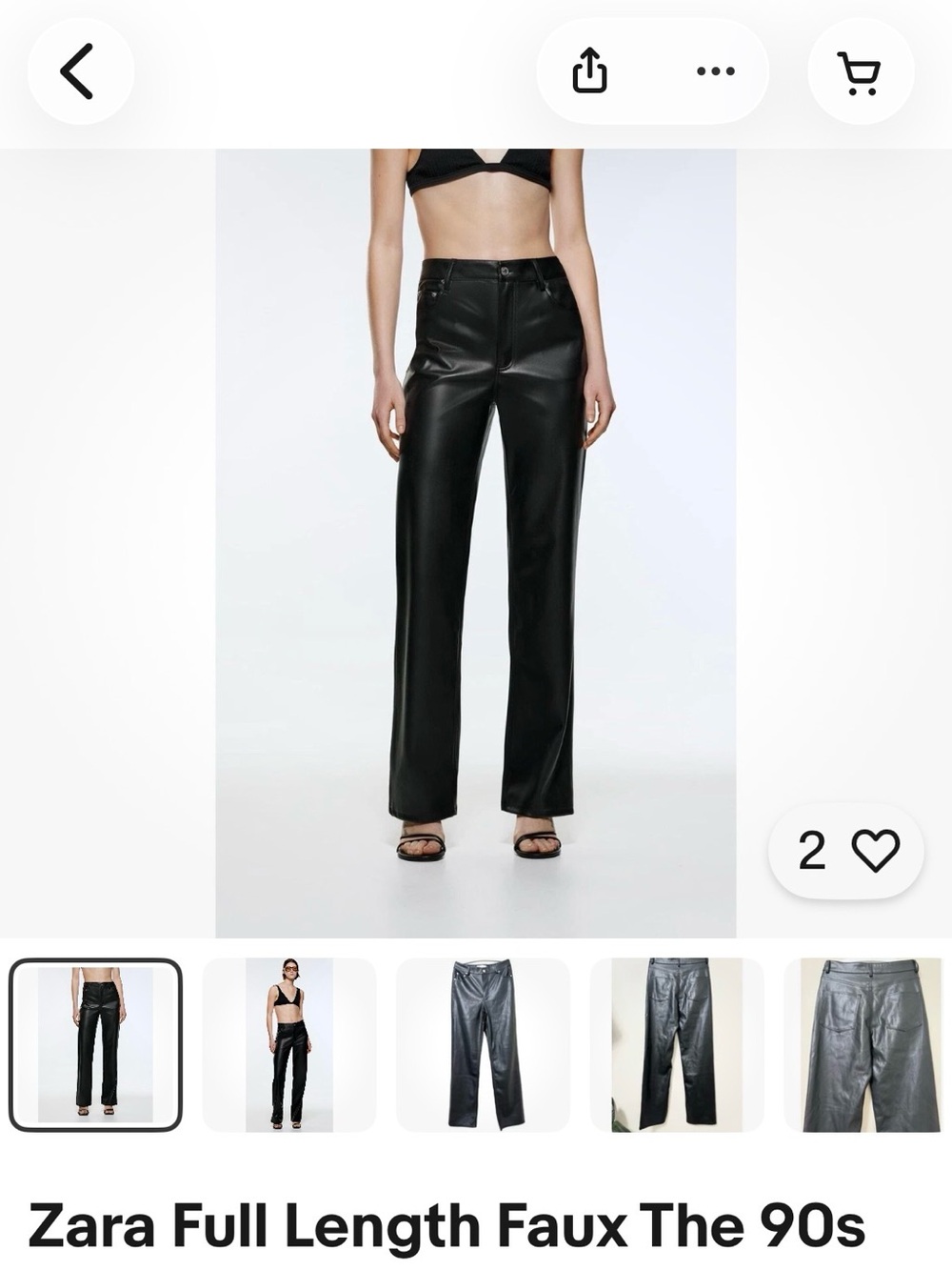 Zara Black Faux Leather Straight-Leg Pants